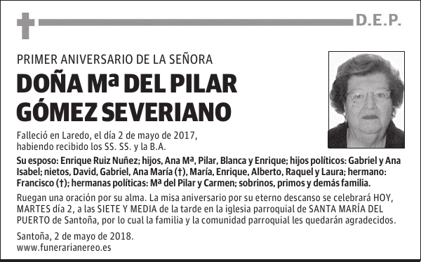DOÑA Mª DEL PILAR GÓMEZ SEVERIANO