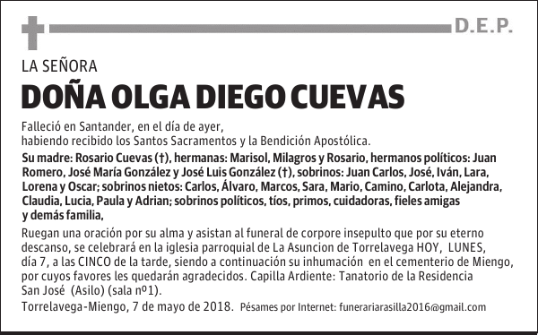 DOÑA OLGA DIEGO CUEVAS