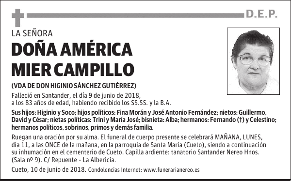 DOÑA AMÉRICA MIER CAMPILLO