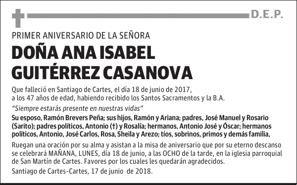 DOÑA ANA ISABEL GUITÉRREZ CASANOVA