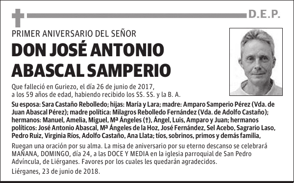 DON JOSÉ ANTONIO ABASCAL SAMPERIO