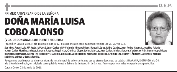 D.ª MARÍA LUISA COBO ALONSO
