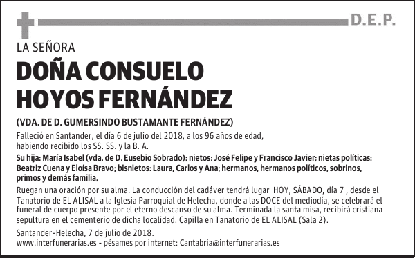 Da. CONSUELO HOYOS FERNÁNDEZ