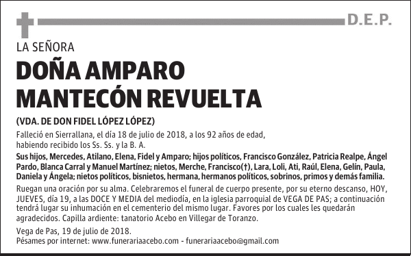DOÑA AMPARO MANTECÓN REVUELTA