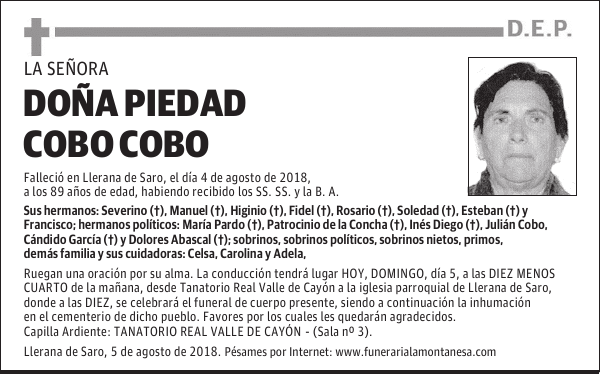 DOÑA PIEDAD COBO COBO