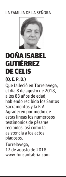 DOÑA ISABEL GUTIÉRREZ DE CELIS