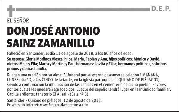 DON JOSÉ ANTONIO SAINZ ZAMANILLO