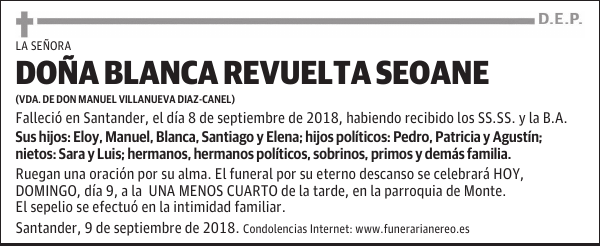 DOÑA BLANCA REVUELTA SEOANE