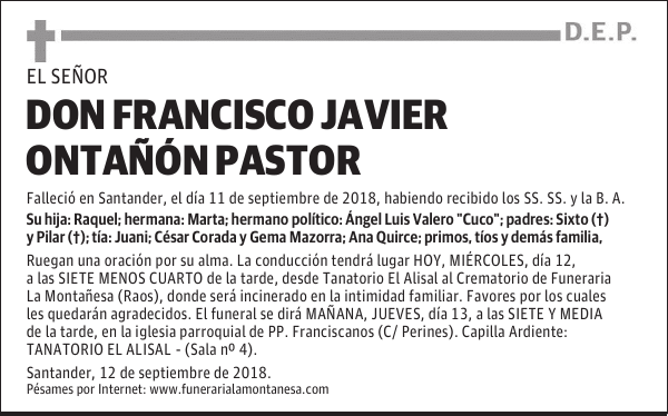 DON FRANCISCO JAVIER ONTAÑÓN PASTOR