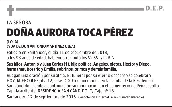 DOÑA AURORA TOCA PEREZ