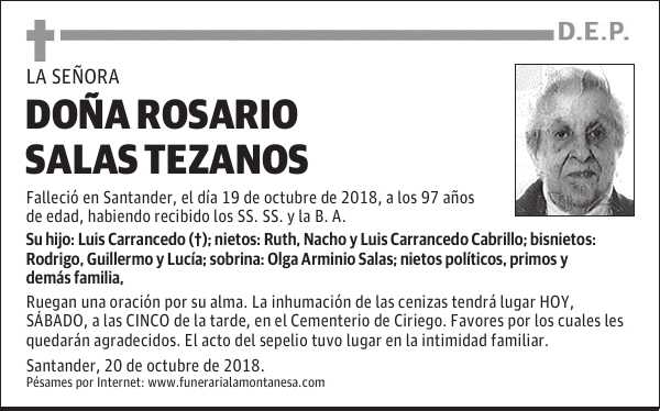 DOÑA ROSARIO SALAS TEZANOS