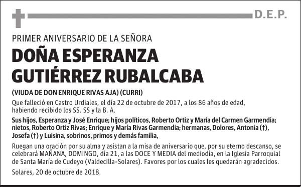 DOÑA ESPERANZA GUTIÉRREZ RUBALCABA