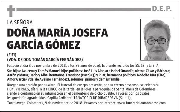 DOÑA MARÍA JOSEFA GARCÍA GÓMEZ