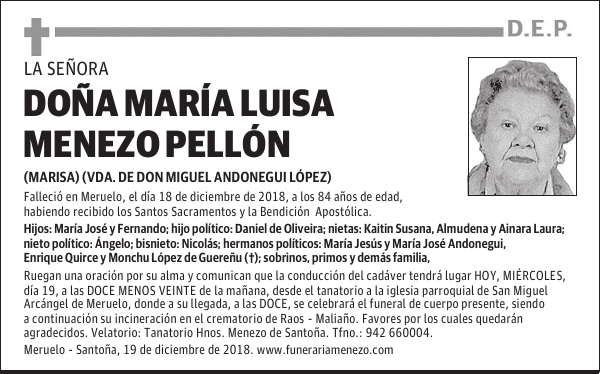 DOÑA MARÍA LUISA MENEZO PELLÓN