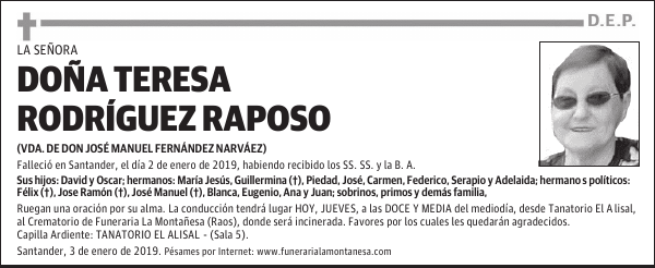 DOÑA TERESA RODRIGUEZ RAPOSO