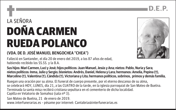 DOÑA CARMEN RUEDA POLANCO