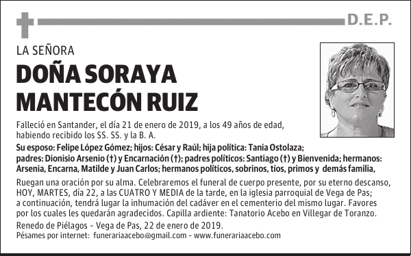 DOÑA SORAYA MANTECÓN RUIZ