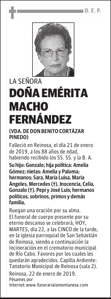 DOÑA EMÉRITA MACHO FERNÁNDEZ