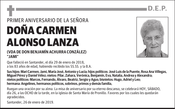 DOÑA CARMEN ALONSO LANZA