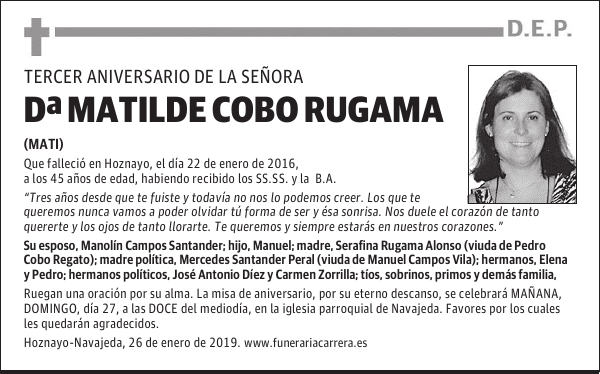 DOÑA MATILDE COBO RUGAMA