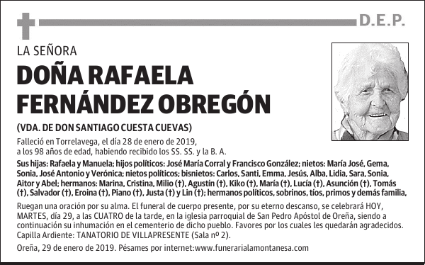 DOÑA RAFAELA FERNÁNDEZ OBREGÓN
