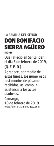 DON BONIFACIO SIERRA AGÜERO