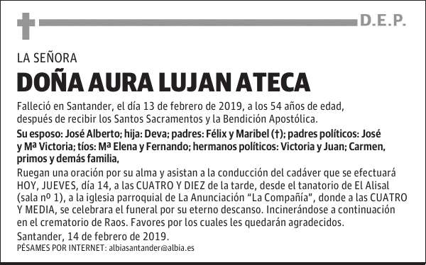 DOÑA AURA LUJAN ATECA