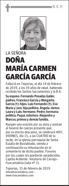 DOÑA MARÍA CARMEN GARCÍA GARCÍA