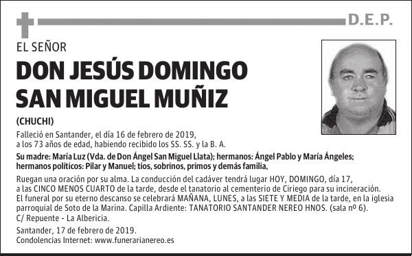 DON JESÚS DOMINGO SAN MIGUEL MUÑIZ