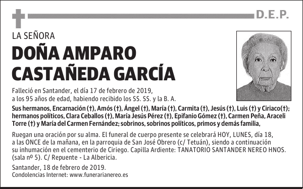 DOÑA AMPARO CASTAÑEDA GARCÍA