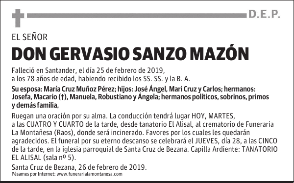DON GERVASIO SANZO MAZÓN