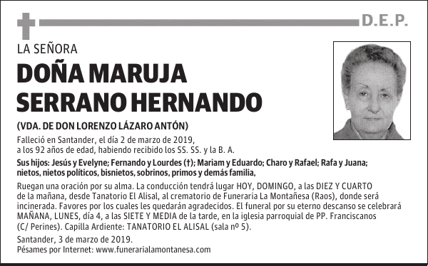 DOÑA MARUJA SERRANO HERNANDO