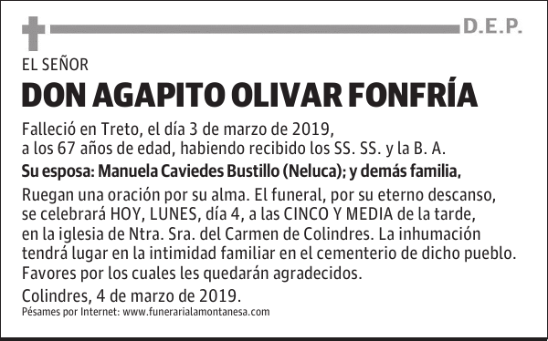 DON AGAPITO OLIVAR FONFRÍA