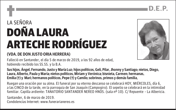 DOÑA LAURA ARTECHE RODRÍGUEZ