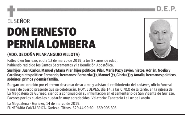 DON ERNESTO PERNÍA LOMBERA