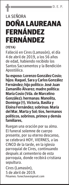 DOÑA LAUREANA FERNÁNDEZ FERNÁNDEZ