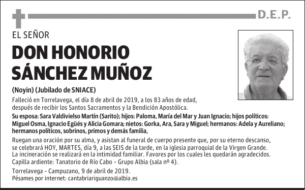 DON HONORIO SÁNCHEZ MUÑOZ