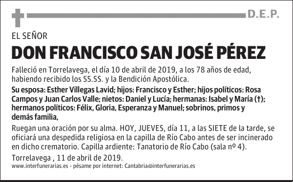 DON FRANCISCO SAN JOSÉ PÉREZ