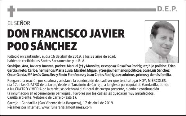 DON FRANCISCO JAVIER POO SÁNCHEZ