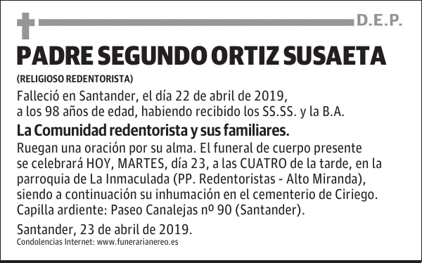 PADRE SEGUNDO ORTIZ SUSAETA