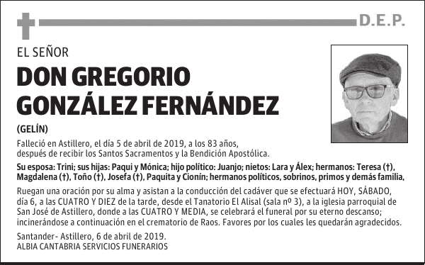 DON GREGORIO GONZÁLEZ FERNÁNDEZ