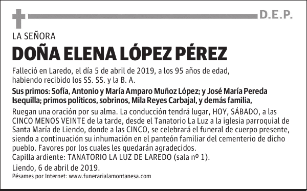 DOÑA ELENA LÓPEZ PÉREZ