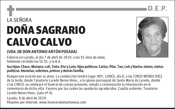 DOÑA SAGRARIO CALVO CALVO
