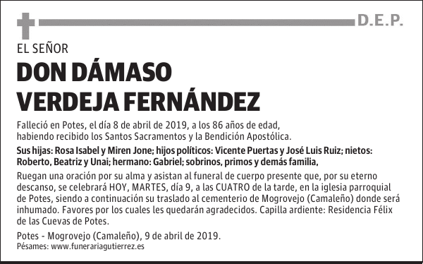 DON DÁMASO VERDEJA FERNÁNDEZ