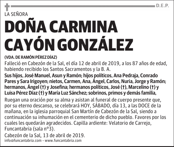 DOÑA CARMINA CAYÓN GONZÁLEZ