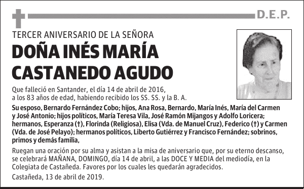 DOÑA INÉS MARÍA CASTANEDO AGUDO