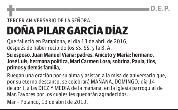 DOÑA PILAR GARCÍA DÍAZ
