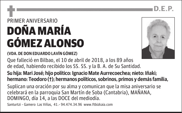 DOÑA MARÍA GÓMEZ ALONSO