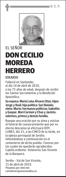 DON CECILIO MOREDA HERRERO