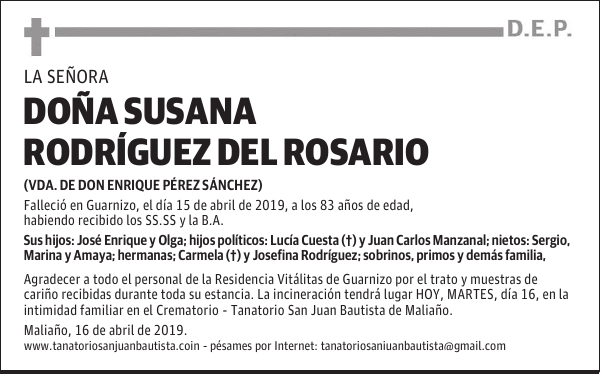 DOÑA SUSANA RODRÍGUEZ DEL ROSARIO